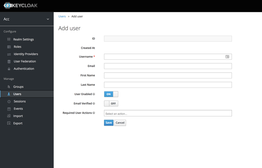 Keycloak user management